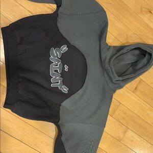 Hoodie with “Saint” Graphic Design - black & dark gray. Thick & soft!